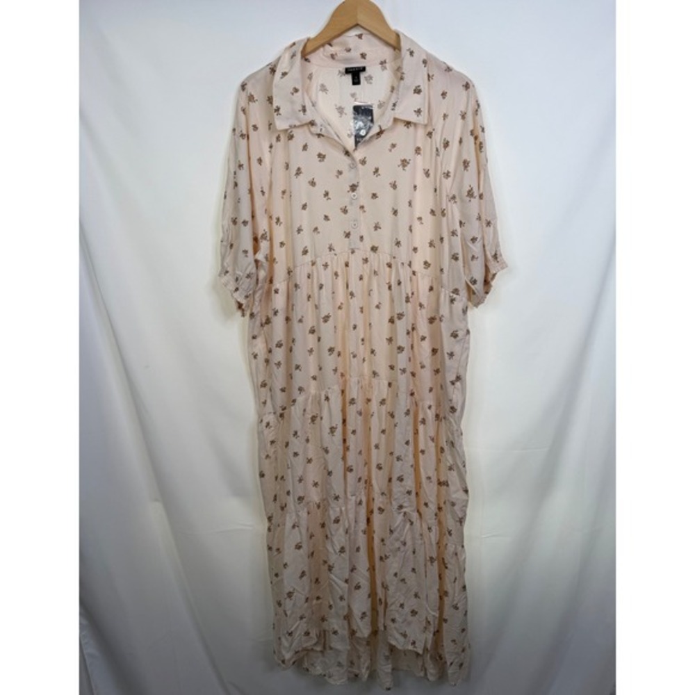 Torrid Maxi Wash Challis Hi Low Tiered Shirtdress 1X 14-16 Ditsy Floral NWT - Picture 4 of 9